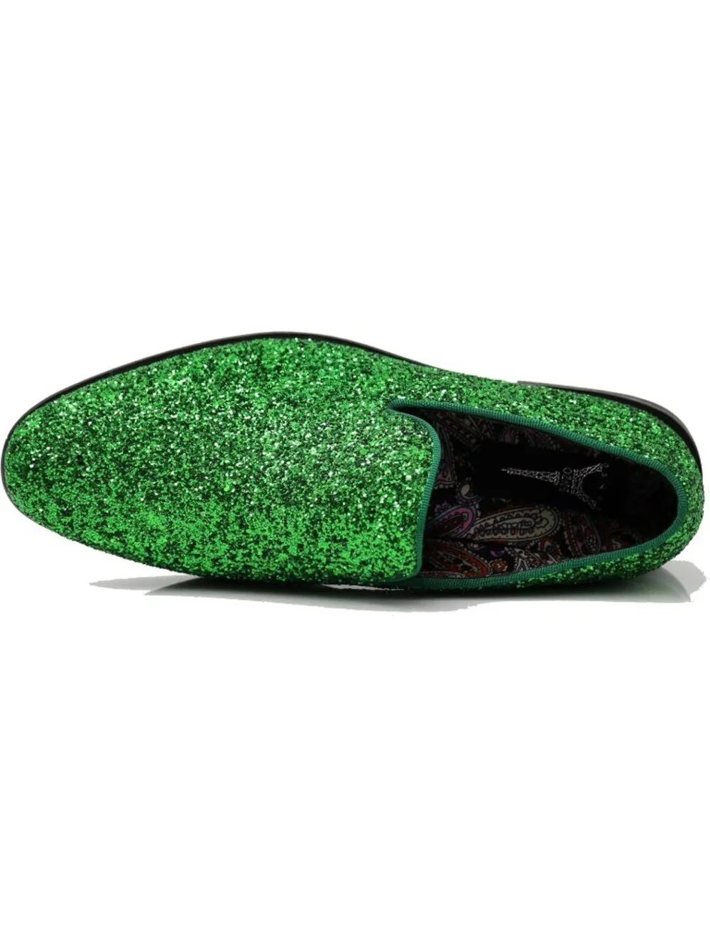 Men's Green Vintage Glitter Loafers Slip On Tuxedo Dress Party Classic Shoes